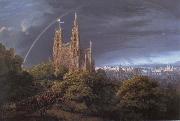 Karl friedrich schinkel Medieval City on a River oil